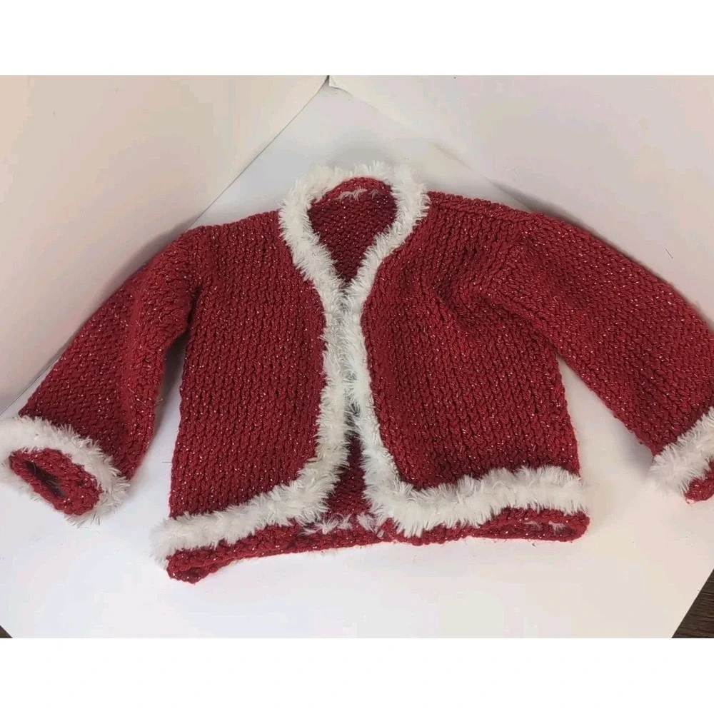 Baby Holiday Sweaters Crochet Handmade Red & White Set Of Three Vintage Matching
